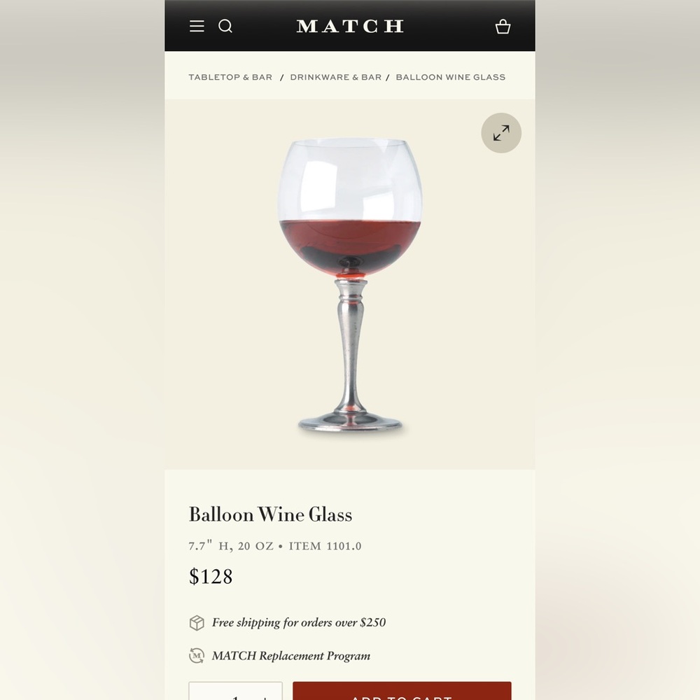 Match Pewter Balloon Wine Glass